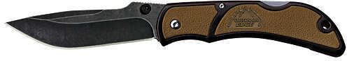 Outdoor Edge Cutlery Corp Small Chasm Folding Knife 2.5" Black Stonewash Plain Blade, Coyote Brown Zytel Handlle, Clam P