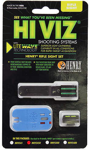 HiViz Litewave Henry Adjustable Rifle Sight Set, Fits H001T/H003T/H004/H004S/H006R/H006CR/H010B, Green/Red/White