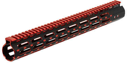 Leapers Inc. - UTG PRO M-Lok Super Slim Free Floating Rail Black/Red 2-Tone Fits AR-15 15" Includes One Picati