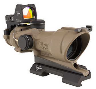 Trijicon 4x32mm ACOG Center Illumination Scope - Amber Crosshair Reticle with 3.25 MOA RMR Type 2 Sight, Flat Dark Eart