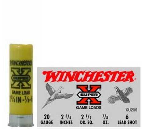 20 Gauge 25 Rounds Ammunition Winchester 2 3/4" 7/8 oz Lead #6