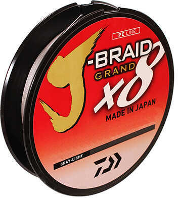 Daiwa J-Braid x8 Grand Braided Line 150 Yards , 10 lbs Tested, .006" Diameter, Light Gray