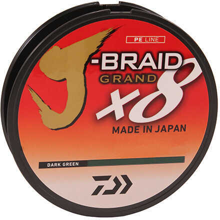 Daiwa J-Braid x8 Grand Braided Line 300 Yards , 10 lbs Tested. .006" Diameter, Dark Green