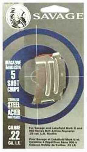 <span style="font-weight:bolder; ">Savage</span> Arms Magazine Box MKII/900, 5-Shot, 22 LR/17 Mach2, Stainless Steel 90007