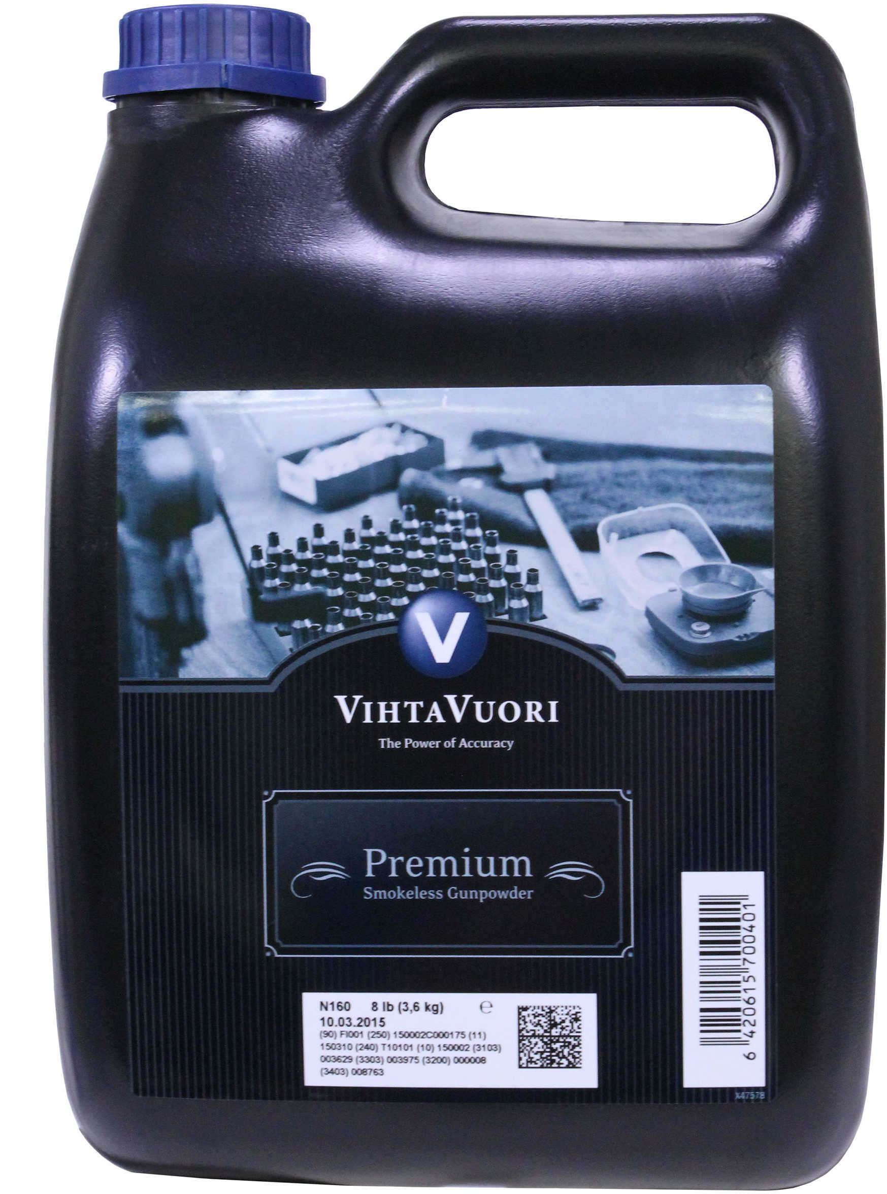 Vihtavuori N160 Smokeless Rifle Powder 8 lb Container Md: N1608