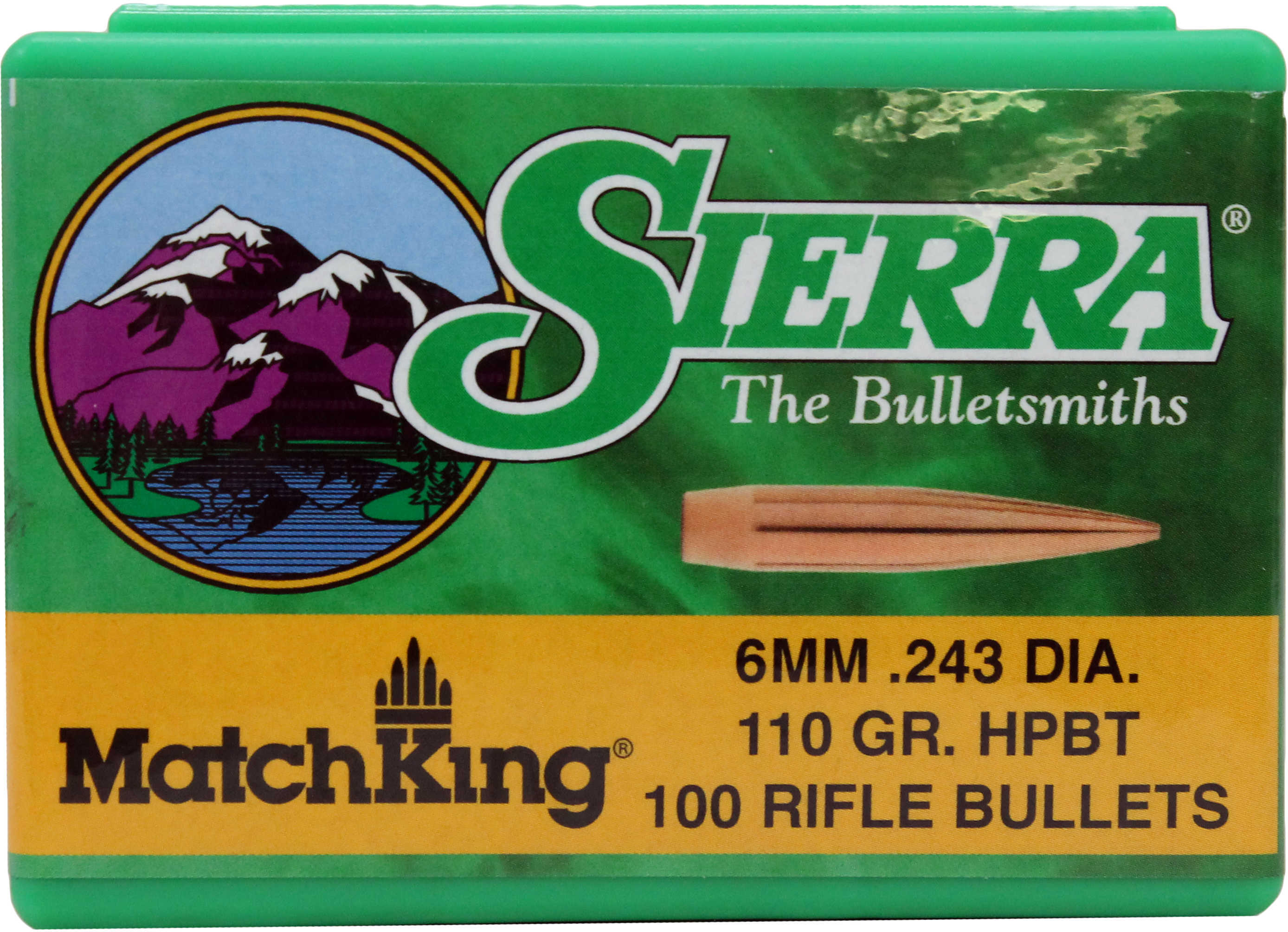 Sierra Bullets 6mm/243 Caliber MatchKing 110 Grain Hollow Point Boat Tail Per 100 Md: 1575