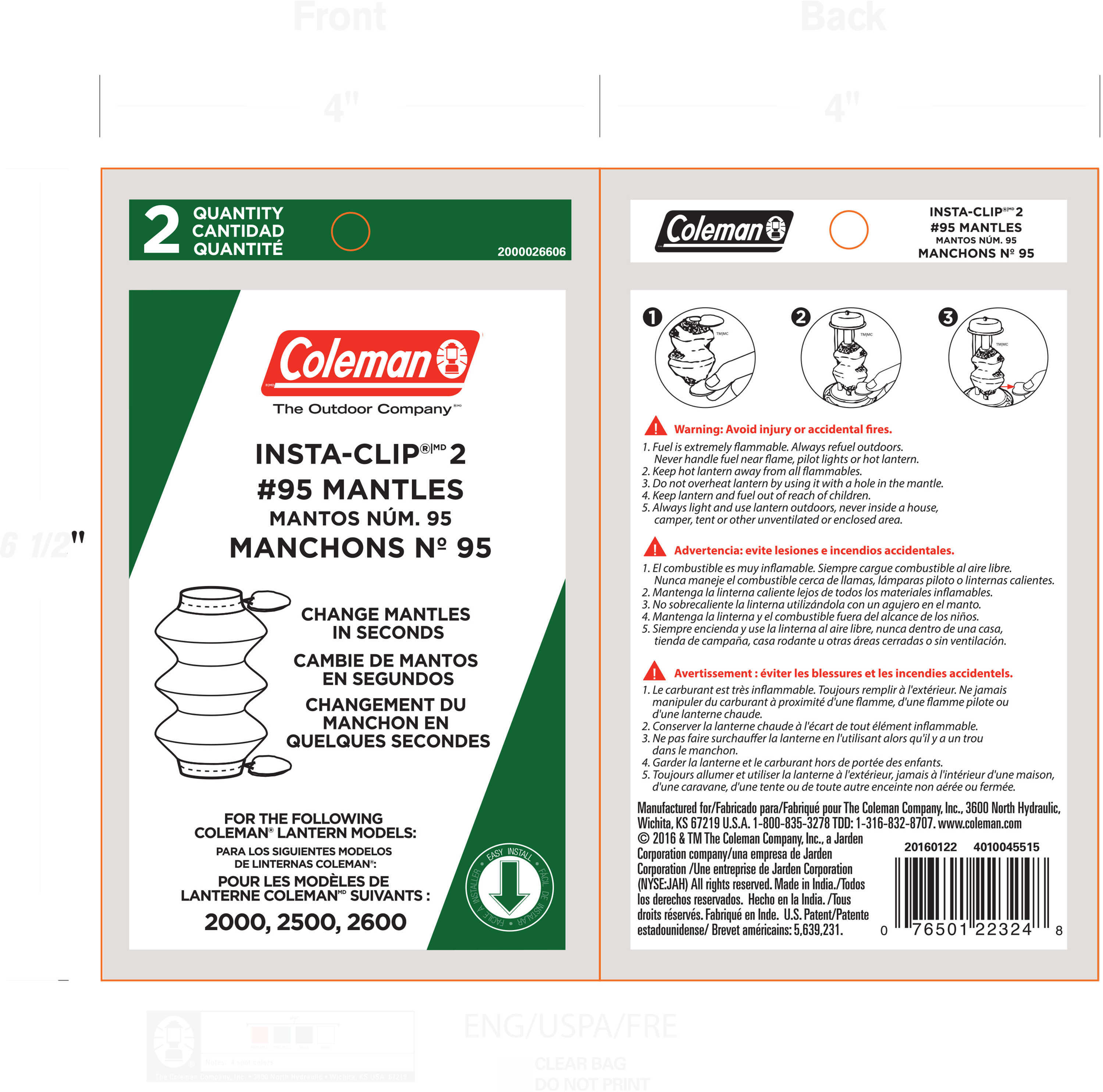 Coleman Mantle Tube Insta Clip Tab, 2 Pack Md: 2000026606