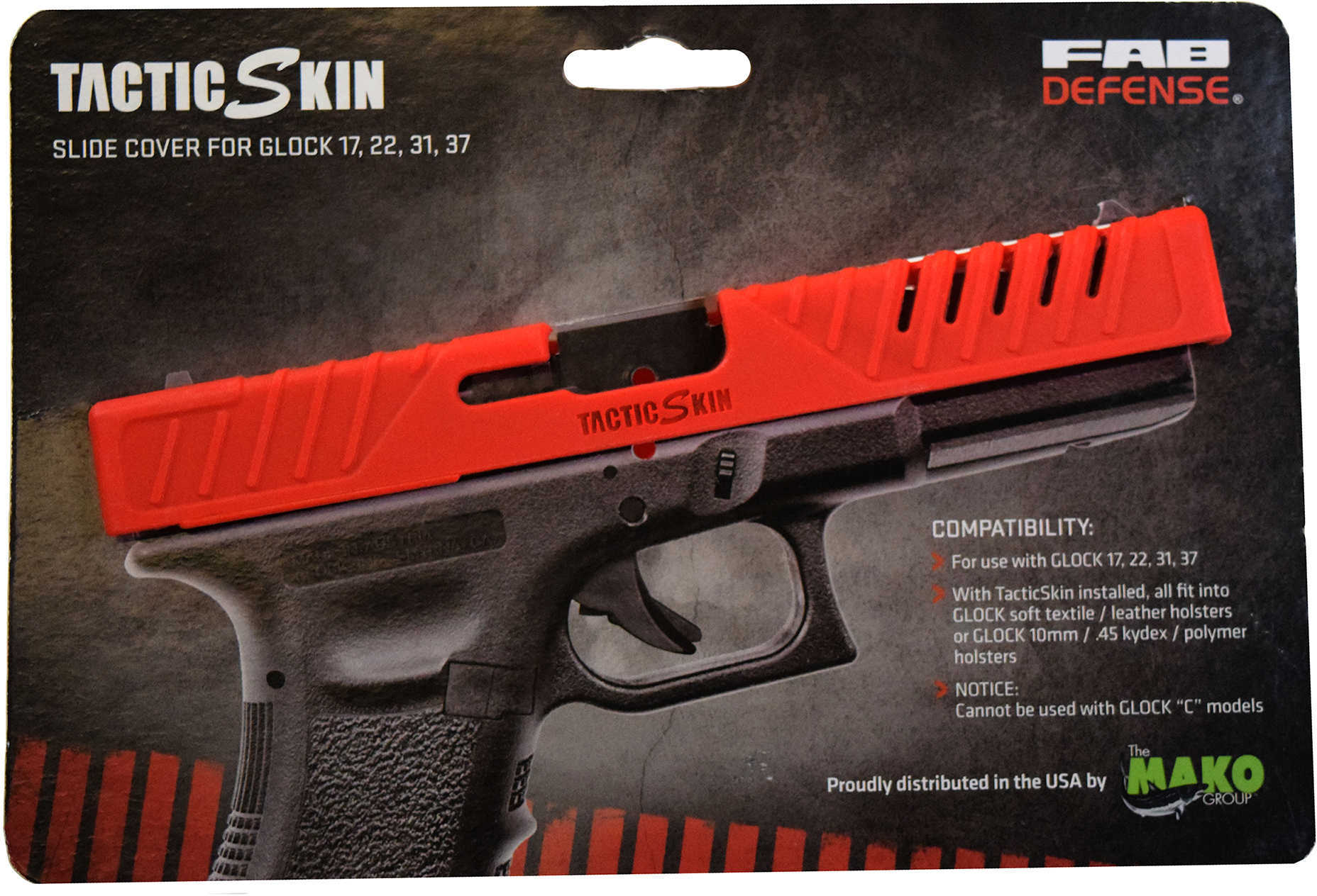 TacticSkin Slide Cover for Glock 17/22/31/37 , Red