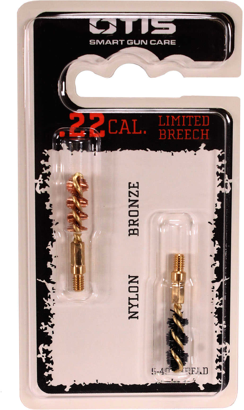 Otis Bore Brush .22 Caliber 2-Pack 1-Nylon 1 Bronze 5-40 Thread