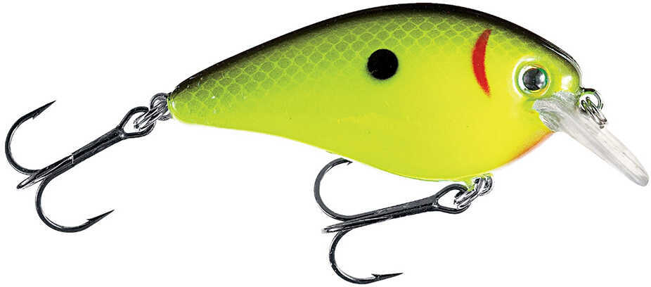 Strike King Lures KVD Square Bill Silent Crankbaits Model 1.0 2" Length 3/8 oz #6 Hook Black Back Chartreuse Packag