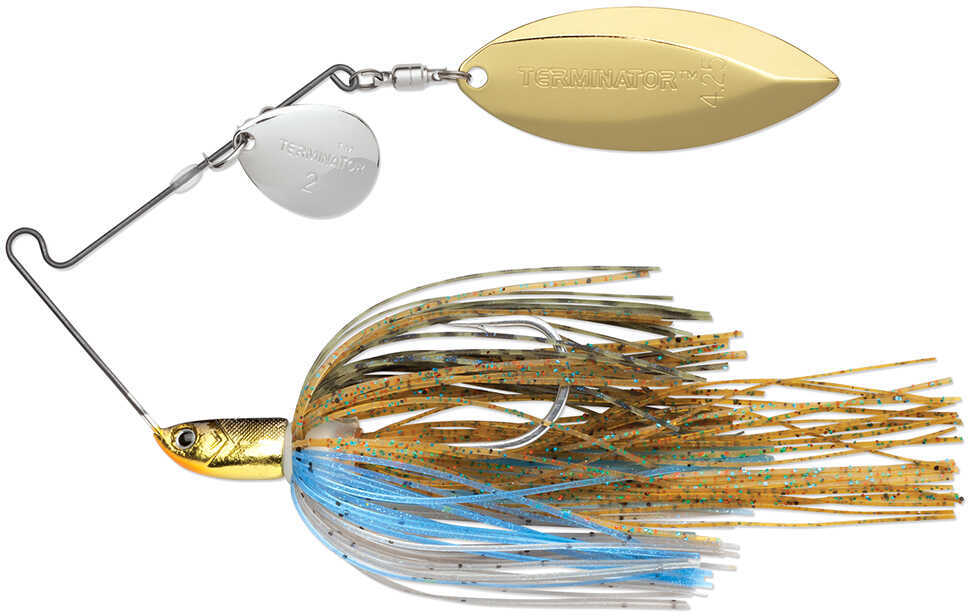 Terminator T-1 Original Titanium Spinnerbait 3/4 oz, Willow/Willow Blade (Nickel/Gold), Bluegill, Per 1