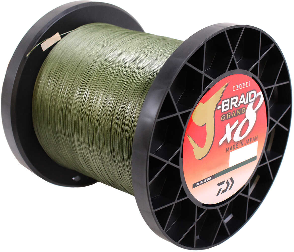 Daiwa J-Braid x8 Grand Braided Line 3000 Yards , 65 lb Tested, .016" Diameter, Dark Green