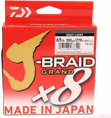 Daiwa J-Braid x8 Grand Braided Line 300 Yards , 6 lbs Tested, .003" Diameter, Light Gray