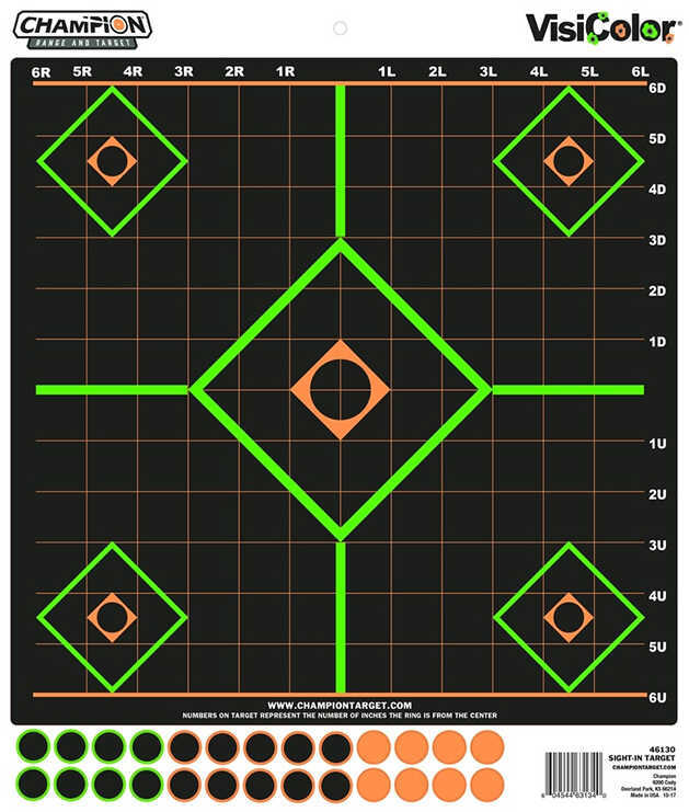 Champion Traps and Targets Peel Stick Sight-In with 130 Pastors Package of 5