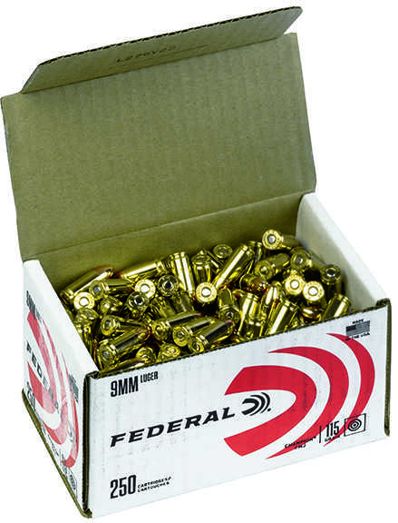 Federal 9mm 115 gr Full Metal Jacket (FMJ) Ammo 250 Rounds Per Box