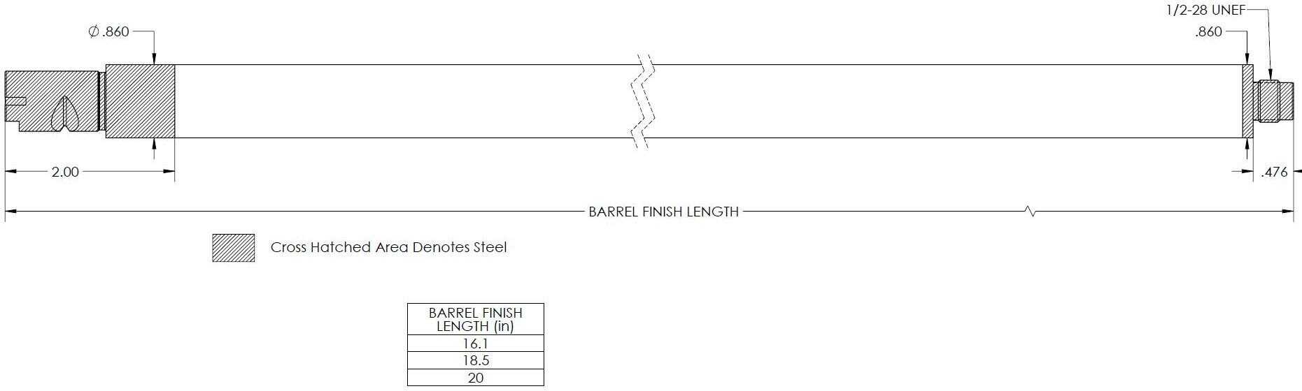 Proof Carbon Fiber Drop In Barrel For CZ 455/457 22 LR 20" 1:16 Twist 1/2-28 Thread