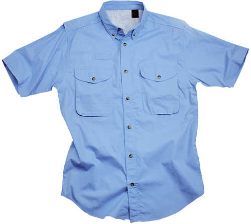 Short Sleeve Ocean Blue Poplin Fishing Shirt Size XL - 11452924