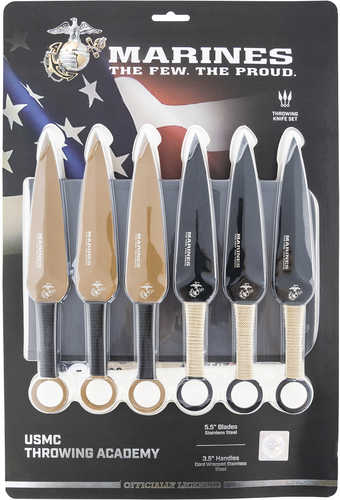 Mc Usmc 9" Spear Point Throwing Knives 6-Pack Black/FDE