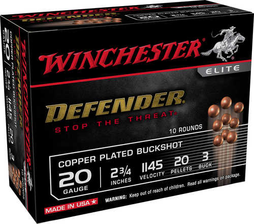 20 Gauge 10 Rounds Ammunition Winchester 2 3/4" Copper #3 Buck