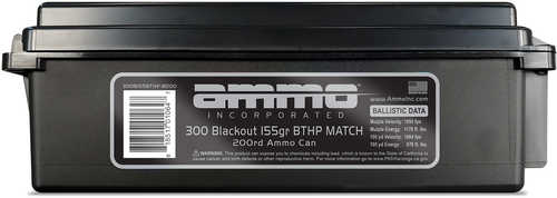 300 AAC Blackout 200 Rounds Ammunition Ammo Inc 155 Grain BTHP