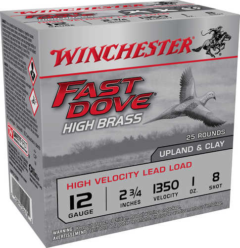 Winchester Ammo Fast Dove & Clay High Brass 12 Gauge 2.75" 1 Oz 1350 Fps 8 Shot 25 Round Box