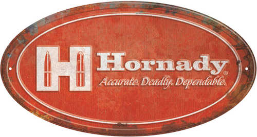 Hornady 99144 Oval Sign Red/White Aluminum 12" X 18"