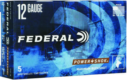 Federal Power-Shok Max Buck 12 Gauge 2 3/4" 16 Pellets Shot 5 Round Box