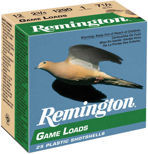 Remington Game Load 12 Gauge 2.75" 1 oz 1290 fps 7.5 Shot Ammo 25 Riund Box