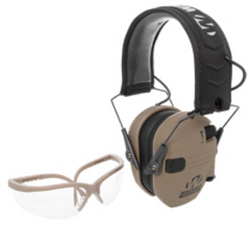 Walker's Razor Electronic Ear Protection Flat Dark Earth Color Includes Matching Clear Shooting Glasses GWP-RSEMSPSGL-FD