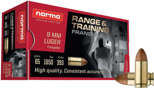 Norma Range & Training 9mm 65 Gr Frangible Ammo 50 Round Box