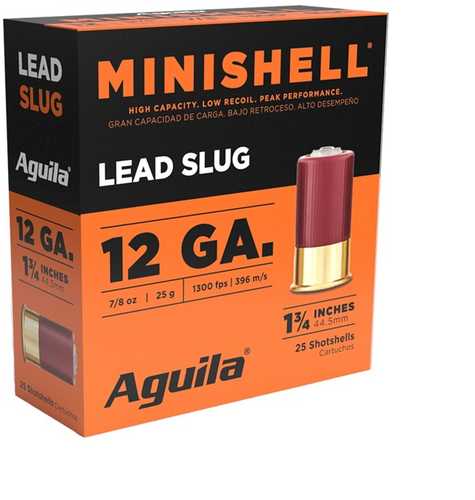 Minishell 12 Gauge 1 3/4" Slug 5/8 Oz Shotshells 25 Round Box