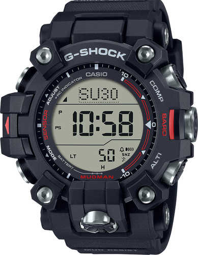 G-Shock Casio Mudman Sports Watch Solar Green Face w/Black & Red Band