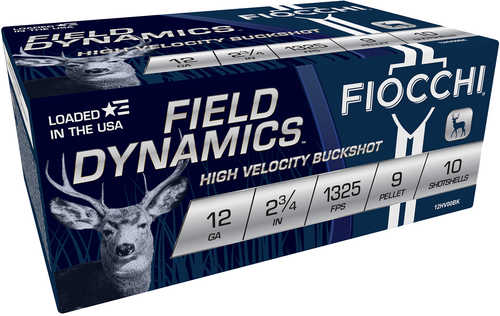 Fiocchi Field Dynamics Hunting 12 Gauge 2.75" 9 Pellets 00 Buck Shot 10 Per Box