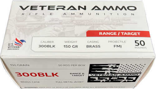 Veteran Ammo 300 Blackout 150 Gr Full Metal Jacket 50 Round Box