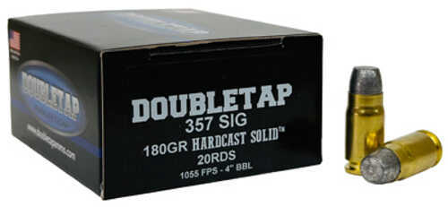 DoubleTap Ammunition Hardcast Solid 357 SIG 180 Grain Wide Flat Nose Gas Check Hardcast 20 Round Box 357S180HC