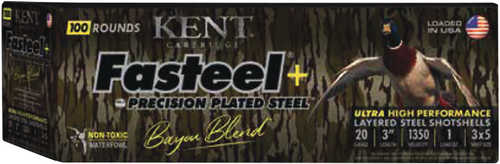 Kent Fasteel + Precision Steel Bayou Blend 20 Ga 3" 1 Oz 3X5 Shot Ammo 100 Per Box/2 Case *Case Only