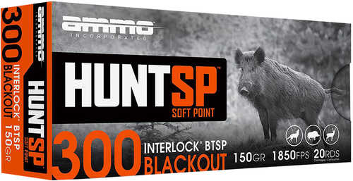 Ammo Inc Hunt 300 Blackout 150 Gr Soft Point Ammo 20 Round Box