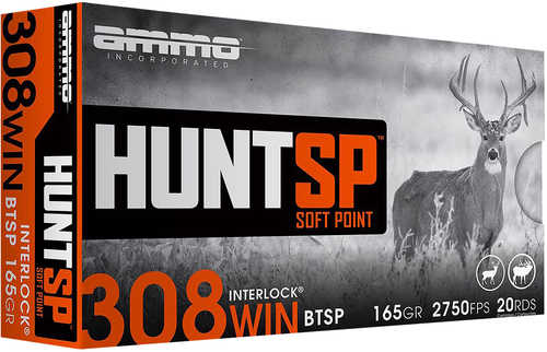 Ammo Inc Hunt 308 Win 165 Gr Soft Point Ammo 20 Round Box