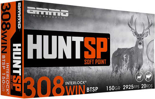 Ammo Inc Hunt 308 Win 150 Gr Soft Point Ammo 20 Round Box