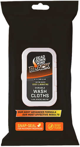 Dead Down Wind 13725 Wash Cloths Black Premium Odor Eliminator Unscented Scent 40 Count