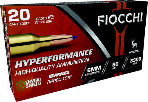 Fiocchi Hyperformance 6mm Creedmoor 80Gr Barnes Tipped TSX 20 Per Box MFN 6CMTT