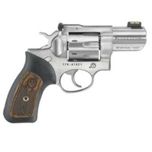 Ruger GP100 Revolver 357 Mag 2.5" Barrel Adjustable Sights Stainless Steel Finish Rubber With Hardwood Inserts 7 Shot Model 1774