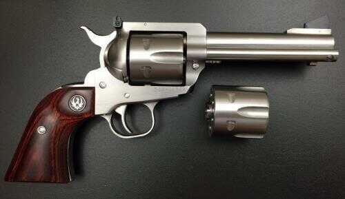 Ruger Revolver Blackhawk Flattop 357 Mag 9mm Combo 4 5/8" Barrel Mid-size Stainless Steel Frame Wood Grips