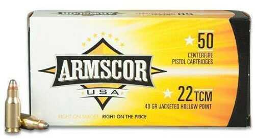 22 TCM 50 Rounds Ammunition Armscor Precision Inc 40 Grain Hollow Point ...