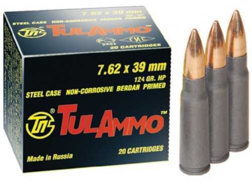 Tula TulAmmo 7.62X39 124 Grains HP 20 Rounds Steel Cased Ammunition ...