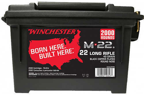 Winchester Ammo S22LRTPB M-22 22 LR 40 Gr Black Copper Plated Round Nose 2000 Bx/2 Cs (Bulk)