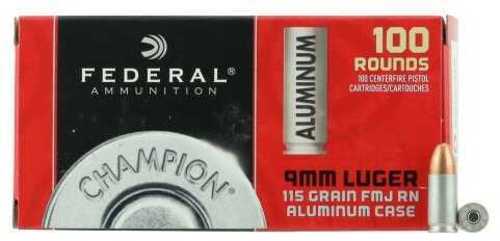 9mm Luger 100 Rounds Ammunition Federal Cartridge 115 Grain Full Metal ...