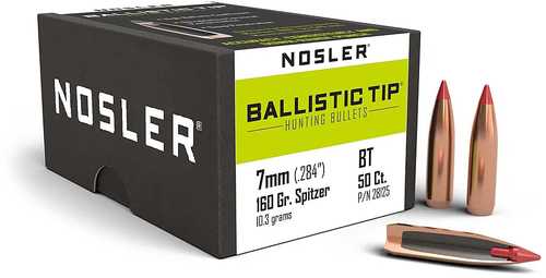 <span style="font-weight:bolder; ">Nosler</span> Ballistic Tip Hunting Bullets 7mm (.284") 160 Grain Spitzer Bullet Soft Point 50 Count