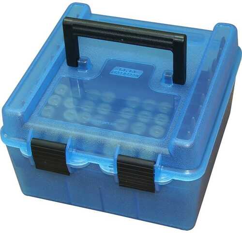MTM Deluxe Ammo Box Handle WSM WSSM Ultra Mag 100 Rounds Clear Blue