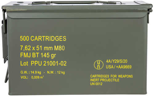 TRZ Trading 7.62x51mm NATO RangeMaster Full Metal Jacket Boat Tail 145 Grain Metal Can, 500 Round Ammo Can